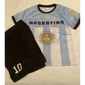Argentina Kids shorts and top soccer #10 size 4 NEW